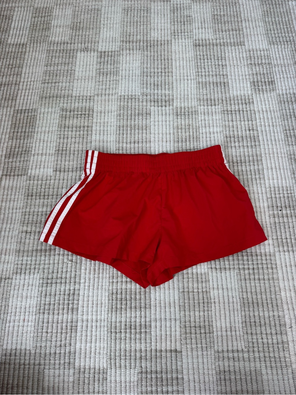 superdown Red Athletic Shorts with White Side Stripes